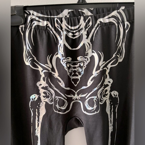Women’s Iridescent Double Sided Skeleton Leggings - Picture 4 of 6